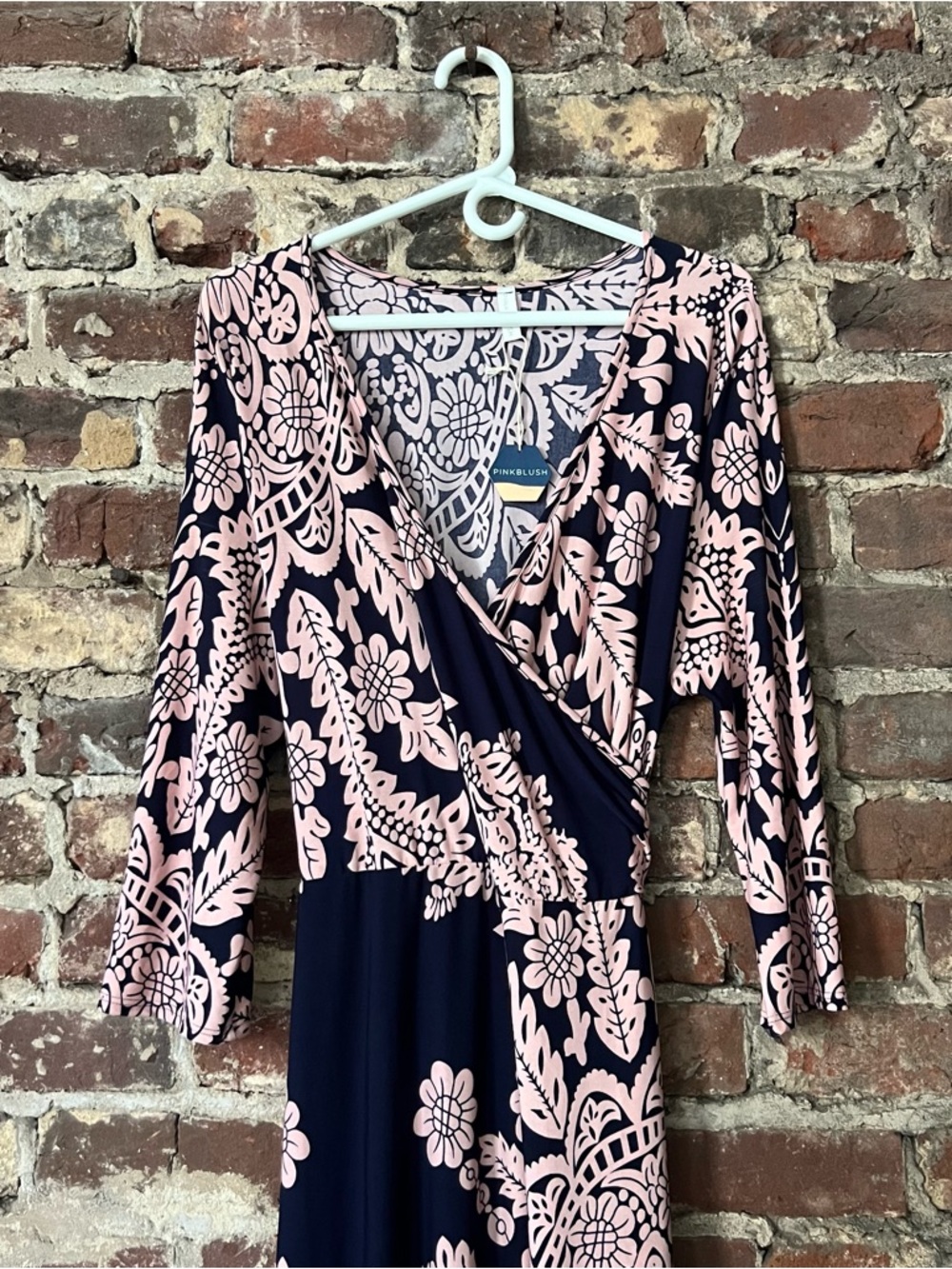 Pinkblush Navy and Blush Floral Wrap Maxi Dress - Picture 2 of 5
